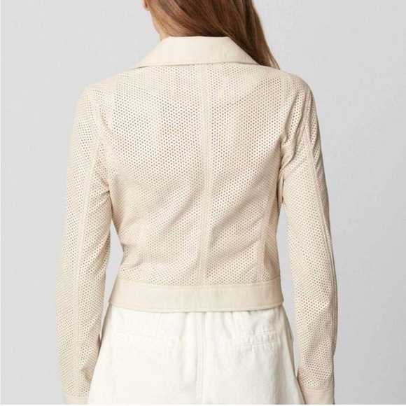 BLANK NYC Perforated Moto Cream Faux Leather Jacket - Picture 2 of 5